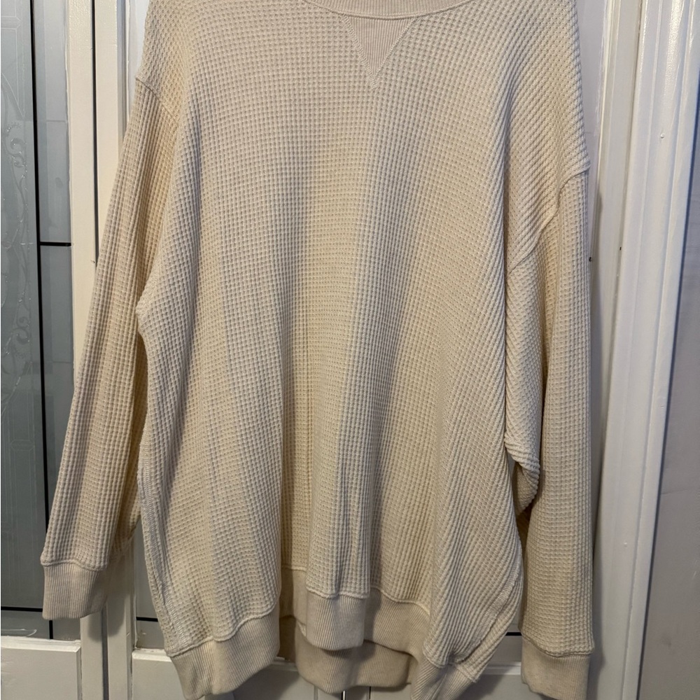 Aerie Cream Waffle Knit Sweatshirt